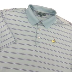 Masters Collection Mens Large Pima Cotton Striped Golf Polo Shirt Blue Purple